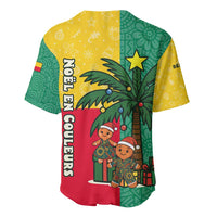 Benin Christmas Baseball Jersey with Palm Tree Dolls and Red Yellow Green Festive - Wonder Print Shop