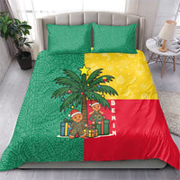 Benin Christmas Bedding Set with Palm Tree Dolls and Red Yellow Green Festive - Wonder Print Shop