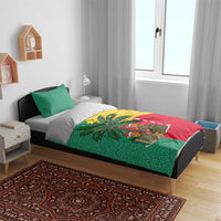 Benin Christmas Bedding Set with Palm Tree Dolls and Red Yellow Green Festive - Wonder Print Shop