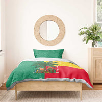 Benin Christmas Bedding Set with Palm Tree Dolls and Red Yellow Green Festive - Wonder Print Shop