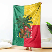 Benin Christmas Blanket with Palm Tree Dolls and Red Yellow Green Festive - Wonder Print Shop