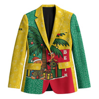 Benin Christmas Blazer with Palm Tree Dolls and Red Yellow Green Festive - Wonder Print Shop