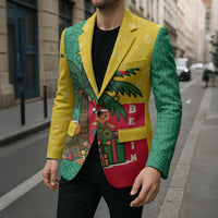 Benin Christmas Blazer with Palm Tree Dolls and Red Yellow Green Festive - Wonder Print Shop