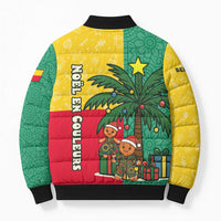 Benin Christmas Bomber Puffer Jacket with Palm Tree Dolls and Red Yellow Green Festive - Wonder Print Shop