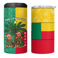 Benin Christmas 4 in 1 Can Cooler Tumbler with Palm Tree Dolls and Red Yellow Green Festive - Wonder Print Shop