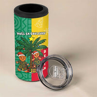 Benin Christmas 4 in 1 Can Cooler Tumbler with Palm Tree Dolls and Red Yellow Green Festive - Wonder Print Shop