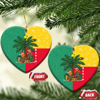 Benin Christmas Ceramic Ornament with Palm Tree Dolls and Red Yellow Green Festive - Wonder Print Shop