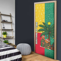 Benin Christmas Door Cover with Palm Tree Dolls and Red Yellow Green Festive - Wonder Print Shop