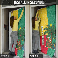 Benin Christmas Door Cover with Palm Tree Dolls and Red Yellow Green Festive - Wonder Print Shop