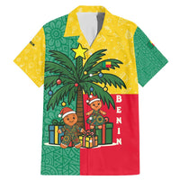 Benin Christmas Family Matching Mermaid Dress and Hawaiian Shirt with Palm Tree Dolls and Red Yellow Green Festive - Wonder Print Shop