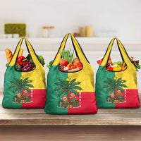 Benin Christmas Grocery Bag with Palm Tree Dolls and Red Yellow Green Festive - Wonder Print Shop