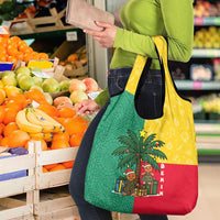 Benin Christmas Grocery Bag with Palm Tree Dolls and Red Yellow Green Festive - Wonder Print Shop