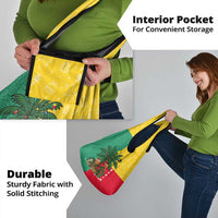 Benin Christmas Grocery Bag with Palm Tree Dolls and Red Yellow Green Festive - Wonder Print Shop