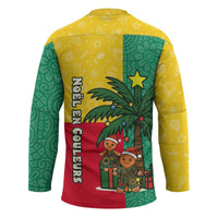 Benin Christmas Hockey Jersey with Palm Tree Dolls and Red Yellow Green Festive - Wonder Print Shop