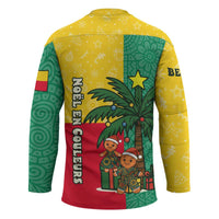 Benin Christmas Hockey Jersey with Palm Tree Dolls and Red Yellow Green Festive - Wonder Print Shop