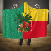 Benin Christmas Hooded Blanket with Palm Tree Dolls and Red Yellow Green Festive - Wonder Print Shop
