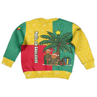Benin Christmas Kid Ugly Christmas Sweater with Palm Tree Dolls and Red Yellow Green Festive - Wonder Print Shop