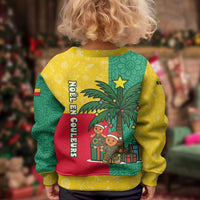 Benin Christmas Kid Ugly Christmas Sweater with Palm Tree Dolls and Red Yellow Green Festive - Wonder Print Shop
