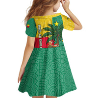 Benin Christmas Kid Short Sleeve Dress with Palm Tree Dolls and Red Yellow Green Festive - Wonder Print Shop