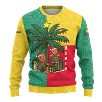 Benin Christmas Ugly Christmas Sweater with Palm Tree Dolls and Red Yellow Green Festive - Wonder Print Shop