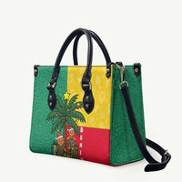 Benin Christmas Leather Bag with Palm Tree Dolls and Red Yellow Green Festive - Wonder Print Shop