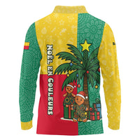 Benin Christmas Long Sleeve Polo Shirt with Palm Tree Dolls and Red Yellow Green Festive - Wonder Print Shop