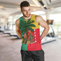 Benin Christmas Men Tank Top with Palm Tree Dolls and Red Yellow Green Festive - Wonder Print Shop