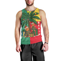 Benin Christmas Men Tank Top with Palm Tree Dolls and Red Yellow Green Festive - Wonder Print Shop