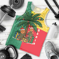Benin Christmas Men Tank Top with Palm Tree Dolls and Red Yellow Green Festive - Wonder Print Shop
