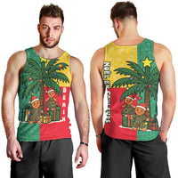 Benin Christmas Men Tank Top with Palm Tree Dolls and Red Yellow Green Festive - Wonder Print Shop