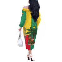 Benin Christmas Off The Shoulder Long Sleeve Dress with Palm Tree Dolls and Red Yellow Green Festive - Wonder Print Shop