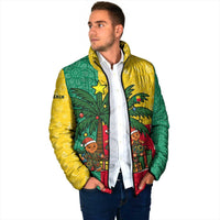 Benin Christmas Padded Jacket with Palm Tree Dolls and Red Yellow Green Festive - Wonder Print Shop