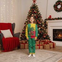 Benin Christmas Pajama Set with Palm Tree Dolls and Red Yellow Green Festive - Wonder Print Shop