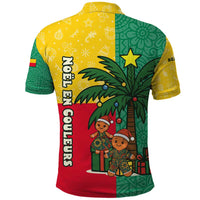 Benin Christmas Polo Shirt with Palm Tree Dolls and Red Yellow Green Festive - Wonder Print Shop