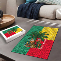 Benin Christmas Puzzle with Palm Tree Dolls and Red Yellow Green Festive - Wonder Print Shop