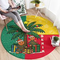 Benin Christmas Round Carpet with Palm Tree Dolls and Red Yellow Green Festive - Wonder Print Shop