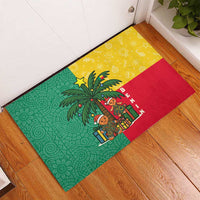 Benin Christmas Rubber Doormat with Palm Tree Dolls and Red Yellow Green Festive - Wonder Print Shop
