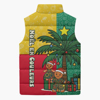 Benin Christmas Sleeveless Puffer Jacket with Palm Tree Dolls and Red Yellow Green Festive - Wonder Print Shop