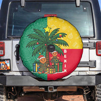 Benin Christmas Spare Tire Cover with Palm Tree Dolls and Red Yellow Green Festive - Wonder Print Shop