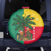 Benin Christmas Spare Tire Cover with Palm Tree Dolls and Red Yellow Green Festive - Wonder Print Shop