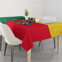 Benin Christmas Tablecloth with Palm Tree Dolls and Red Yellow Green Festive - Wonder Print Shop