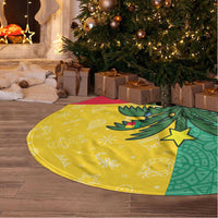 Benin Christmas Tree Skirt with Palm Tree Dolls and Red Yellow Green Festive - Wonder Print Shop