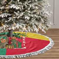Benin Christmas Tree Skirt with Palm Tree Dolls and Red Yellow Green Festive - Wonder Print Shop