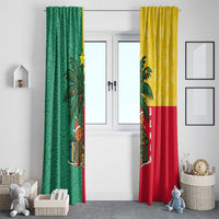 Benin Christmas Window Curtain with Palm Tree Dolls and Red Yellow Green Festive - Wonder Print Shop