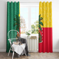 Benin Christmas Window Curtain with Palm Tree Dolls and Red Yellow Green Festive - Wonder Print Shop