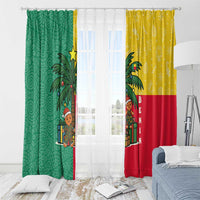 Benin Christmas Window Curtain with Palm Tree Dolls and Red Yellow Green Festive - Wonder Print Shop