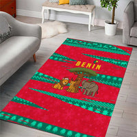 Benin Christmas Area Rug with Safari Animals Baobab Tree and National Coat of Arms Design - Wonder Print Shop