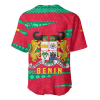 Benin Christmas Baseball Jersey with Safari Animals Baobab Tree and National Coat of Arms Design - Wonder Print Shop