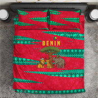 Benin Christmas Bedding Set with Safari Animals Baobab Tree and National Coat of Arms Design - Wonder Print Shop