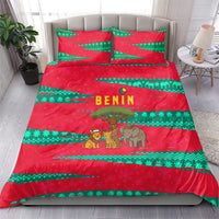 Benin Christmas Bedding Set with Safari Animals Baobab Tree and National Coat of Arms Design - Wonder Print Shop